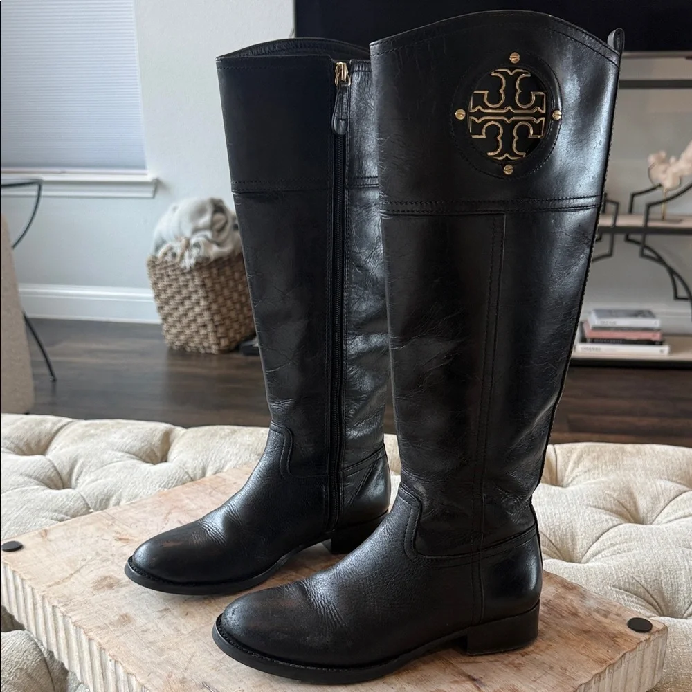 Tory Burch Women’s 6 Black Leather Riding Boots‎